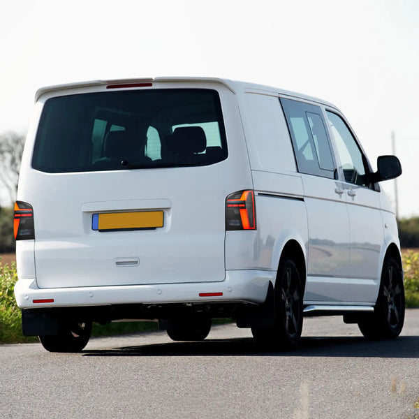 VLAND LED Rear Lights Compatible With Transporter T5 Facelift T5.1 Caravelle Multivan TDI TSI 2010-2014, w/Startup dynamic display, Driver & Passenger Side - Smoked