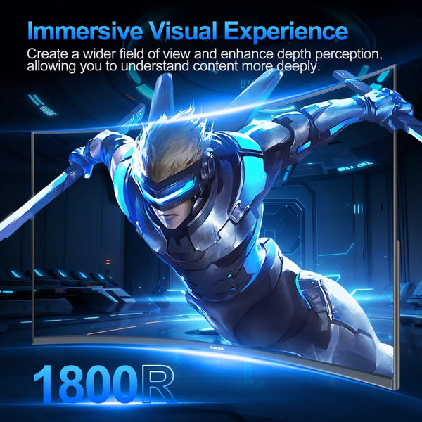 Curved Monitor 27 Inch 100Hz, PC Gaming Monitor with Speakers, AMD FreeSync Full HD 1080p Ultra-Thin Zero Frame Display for Home Office Business