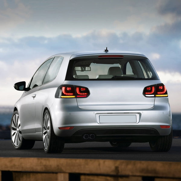 VLAND LED Rear Lights for Golf6 MK6 GTD R TSI 2008-2013 Tail Lights Lamps Assembly with Sequential Indicator, E-mark, One Pair (Smoked)