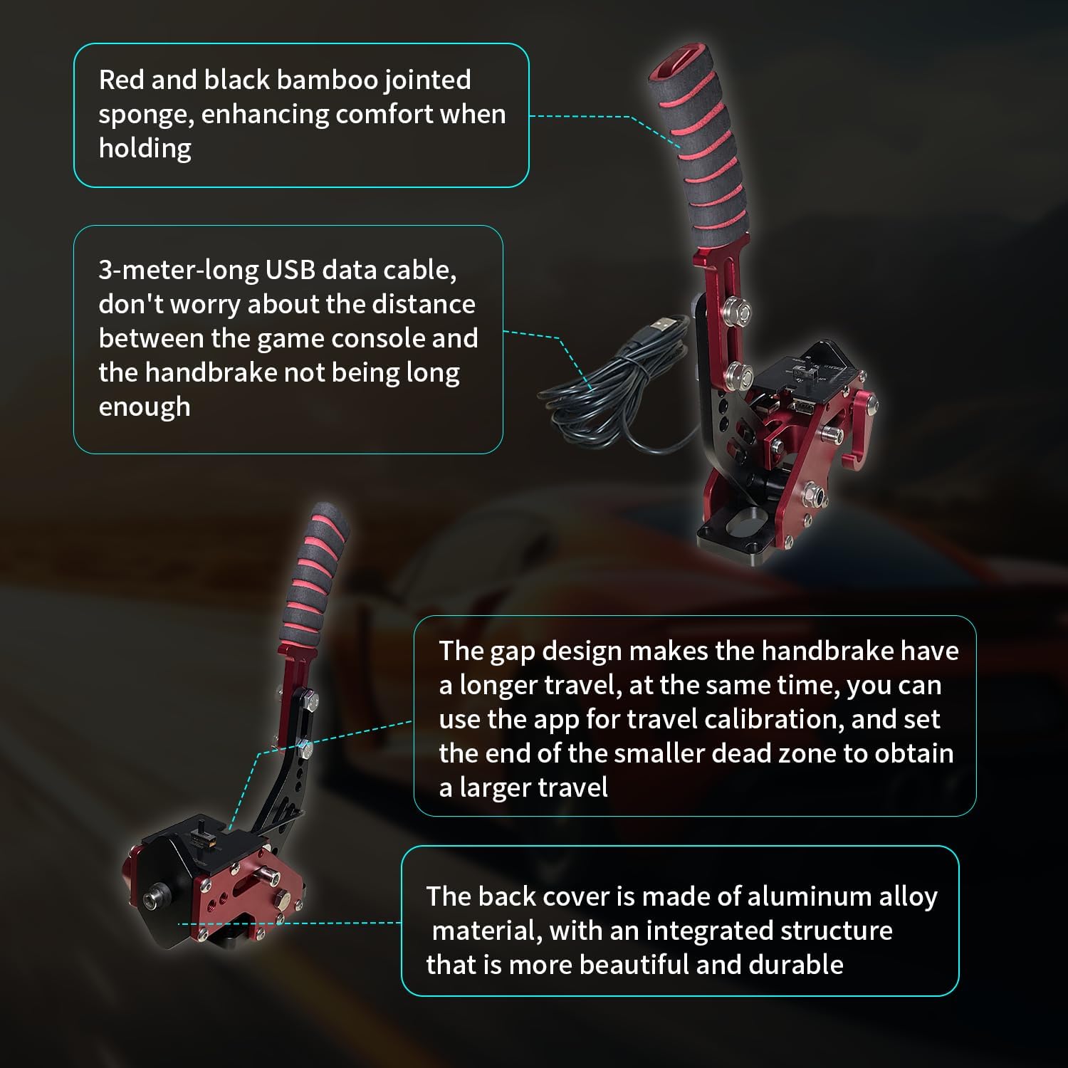 HCXLELD Sim Racing Handbrake, G29 T300 Racing Wheel for PS4/PS5, G920 TX Racing Wheel for XBOX Series X/S, All Racing Wheels for Windows, with Clamp