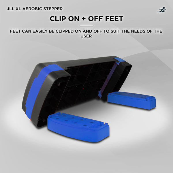 JLL Aerobic Exercise Stepper With Either 2 or 3 Adjustable Step Levels - Great For Home Gym, Cardio, Yoga. (Blue XL)