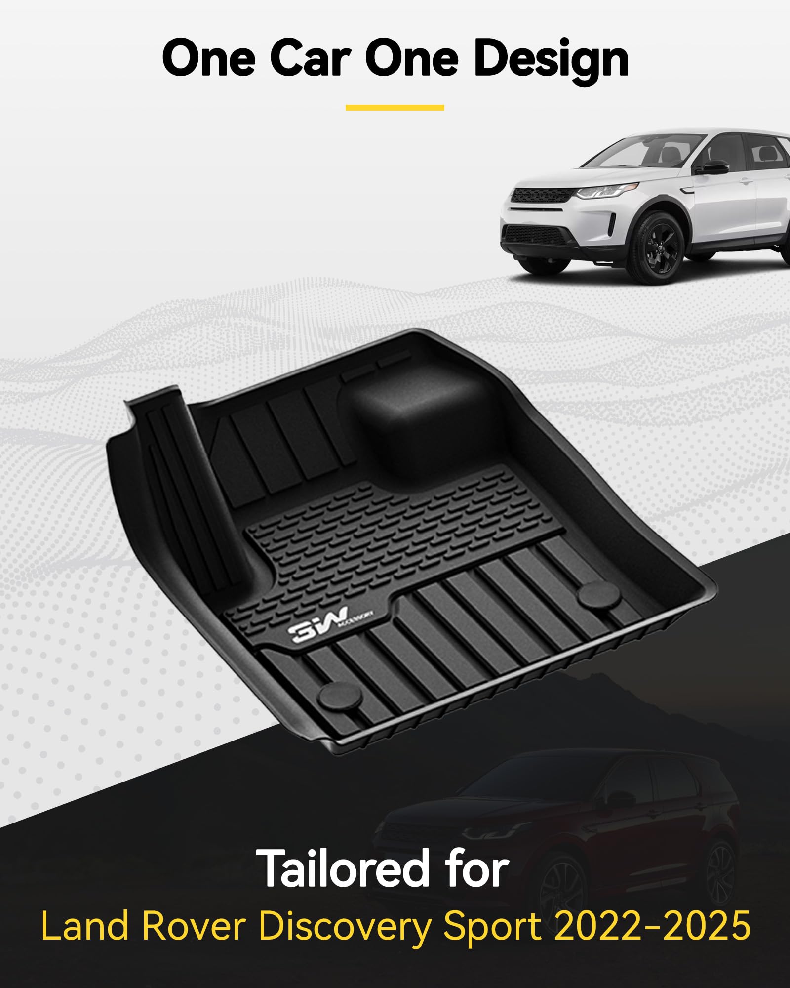 3W Boot Liner Fit for Land Rover Discovery Sport L550 2022 2023 2024 2025, Odorless Thorex™ Dog Friendly Premium Trunk Protection Mats, All Weather Waterproof Anti Slip Easy to Clean Car Accessory