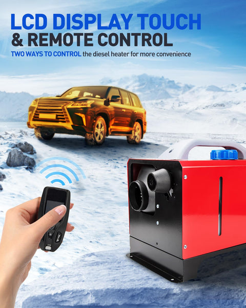 ShockFlo 12V 5KW Diesel Air Heater, All in One Parking Heater Kit with Remote Control, Silencer and LCD Display, Fast Heating, for RV Truck, Motorhomes, Boat, Bus, Car Trailer, Caravans