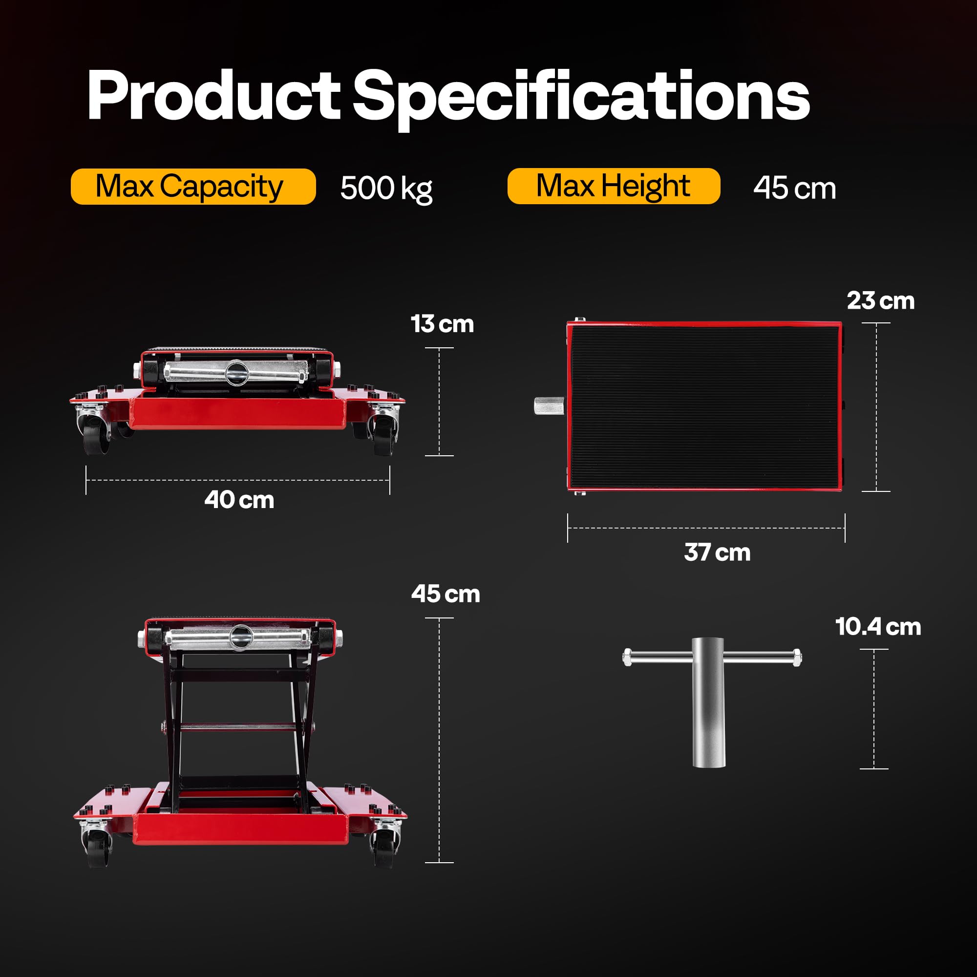 VIVOHOME Motorcycle Scissor Lift Jack Height Adjustable Heavy Duty Steel with Anti Slip Wide Deck Hoist Crank Center Stand 500KG Capacity for Motorcycles, ATVs, Dirt Bikes