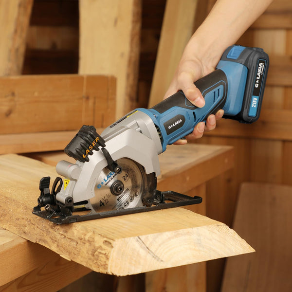 G LAXIA 20V Cordless Circular Saw, Mini Circular Saw 3400RPM, Compact Electric Lightweight Saw with Speed Trigger， Maximum Cutting Depth of 28MM (45°),42.8MM (90°) –2000mAh Battery and Charger