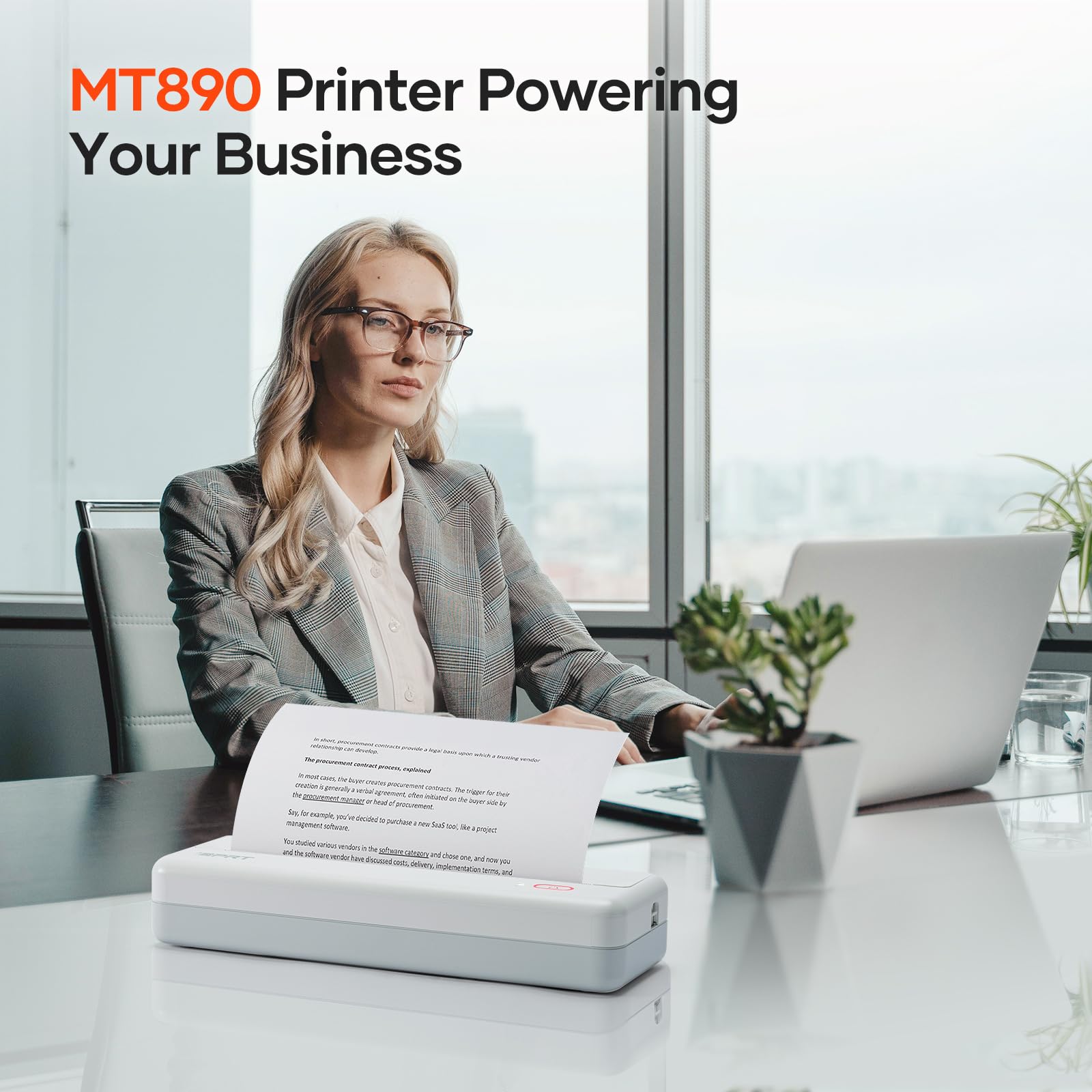 iDPRT Portable Printer -Mobile Thermal Printer for Travel, Inkless Technology for Vehicles, Office, Home, School, Bluetooth Connection Compatible with iOS, Android, Tablet & Laptop- White