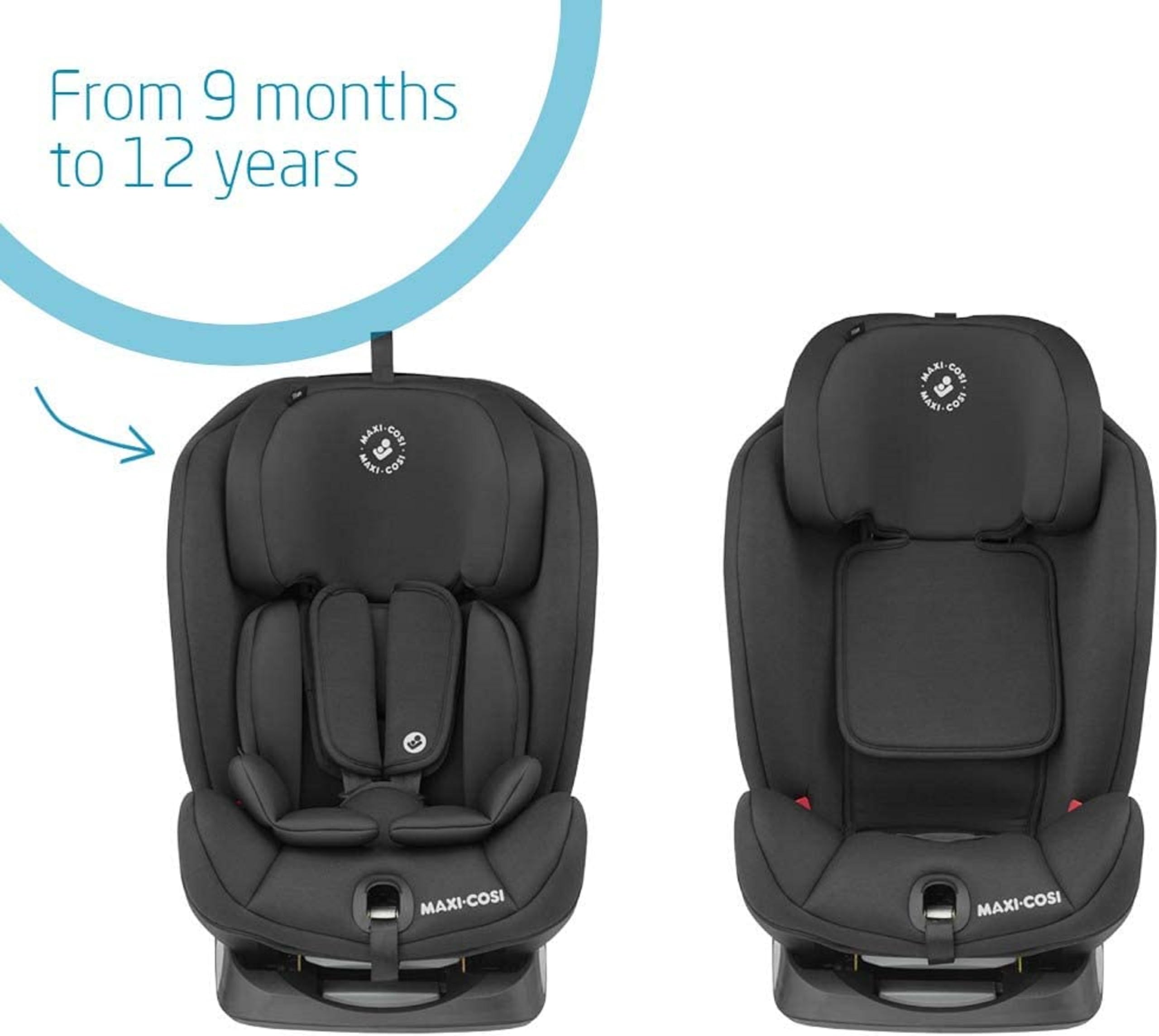 Maxi-Cosi Titan S Comfort i-Size, Breathable Comfort Fabrics, Child Car Seat, 15 months-12 years (76-150cm), ISOFIX Car Seat, 5 Recline & 13 Headrest Positions, G-CELL Protection, Authentic Black