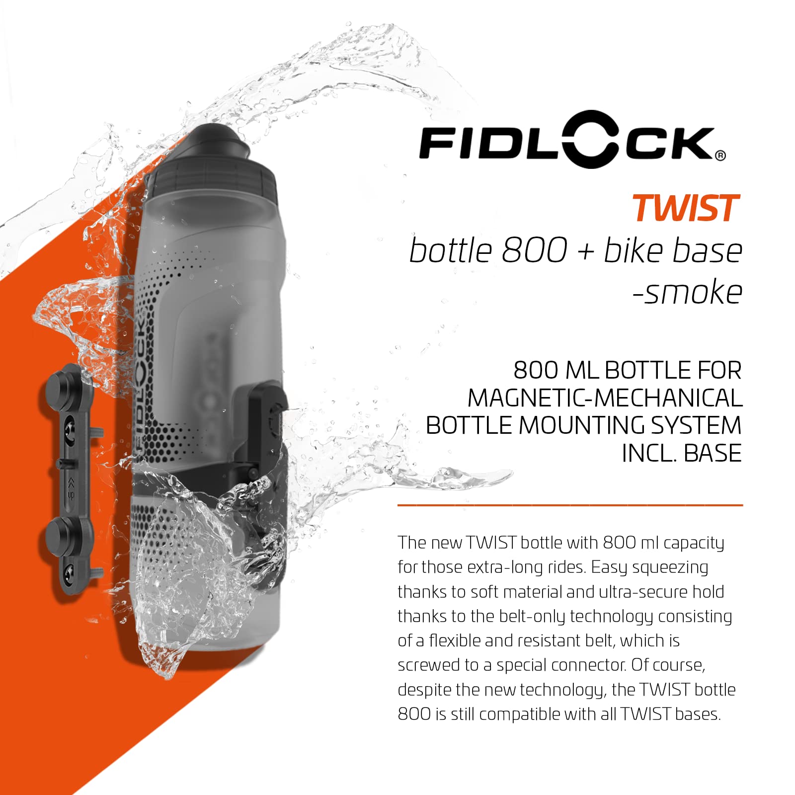 Fidlock Twist Bottle Set 800 + Bike Base Transparent Black