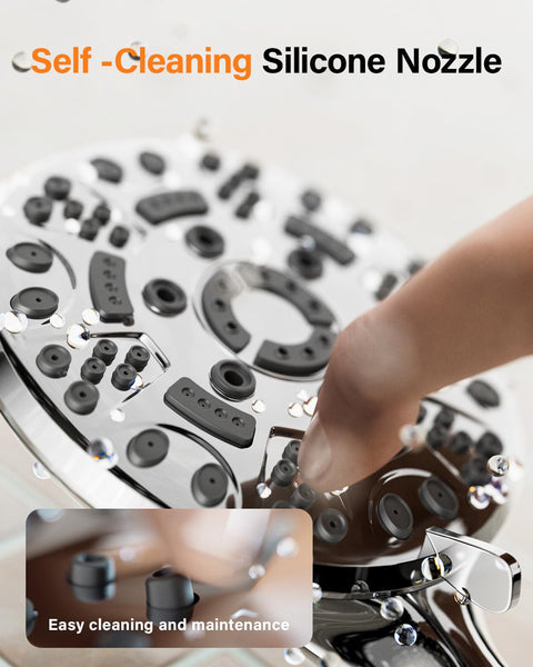 Cobbe High Pressure Shower Head with 8 Spray Modes, Powerful Water Saving Shower Head Set, Large Universal Flow Rain Showerhead for Low Water Pressure - Black