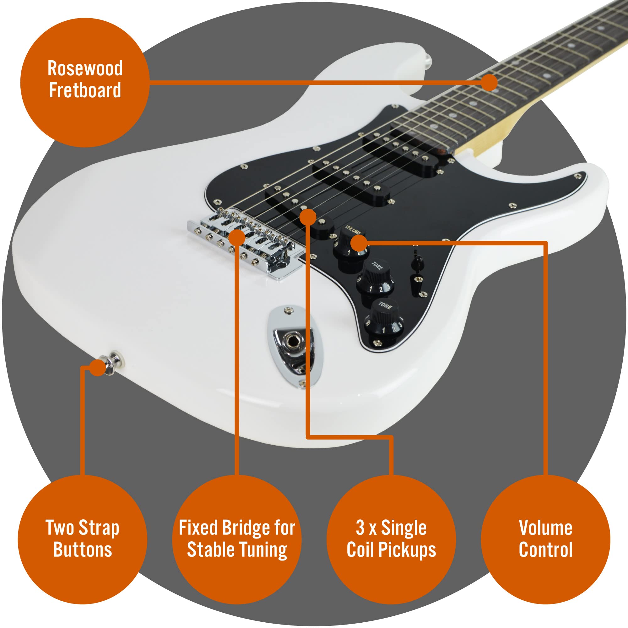 3rd Avenue XF Full Size 4/4 Electric Guitar Ultimate Kit with 10W Amp, Cable, Stand, Gig Bag, Strap, Spare Strings, Picks, Capo – Black