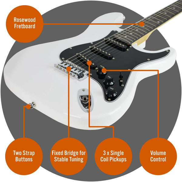 3rd Avenue XF Full Size 4/4 Electric Guitar Ultimate Kit with 10W Amp, Cable, Stand, Gig Bag, Strap, Spare Strings, Picks, Capo – Black