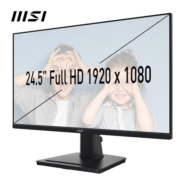 MSI PRO MP251 24.5 Inch Full HD Office Monitor - 1920 x 1080 IPS Panel, 100 Hz, Eye-Friendly Screen, Built-in Speakers, Tilt-Adjustable - HDMI 1.4b, D-Sub (VGA)