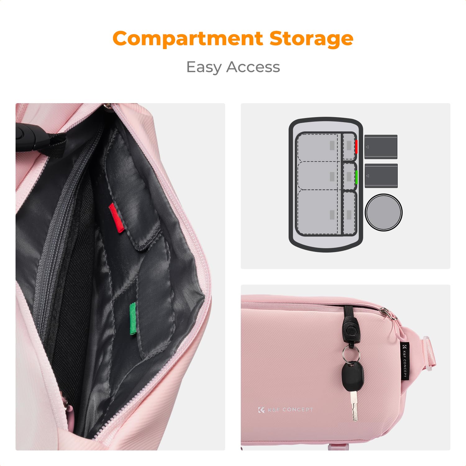 K&F Concept Camera Sling Bag, Camera Bag for DSLR and Lenses, Single Shoulder Camera Case Crossbody Bag with Tripod Holder for SLR Canon Sony Nikon Drone