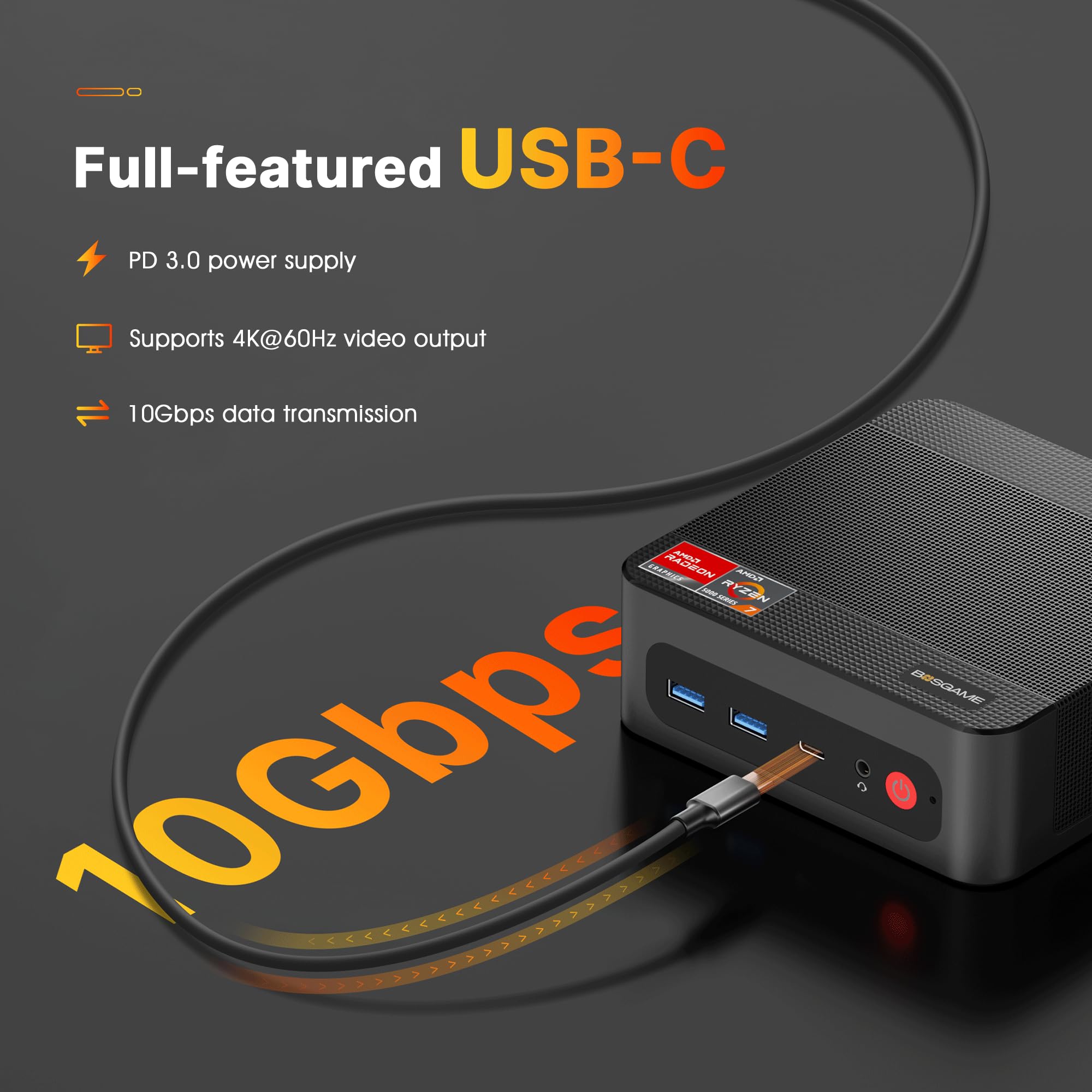 BOSGAME Mini PC [Dual LAN], AMD Ryzen 7 5825U (8C/16T, up to 4.5Ghz) 32GB DDR4 1TB SSD Mini PC Dual Channel, 4K@60Hz Mini Desktop Computers Wi-Fi 6E/BT 5.2