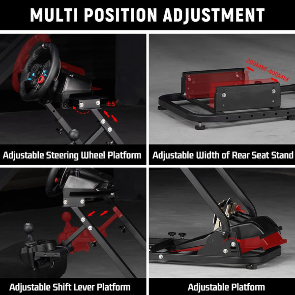 Dardoo Racing Simulator Cockpit Adjustable Black Seat Gaming Steering Stand Fits for Logitech G25 G27 G29 G920 G923, Thrustmaster T300, Fanatec, Not Included Steering Wheel, Pedal and Handbrake