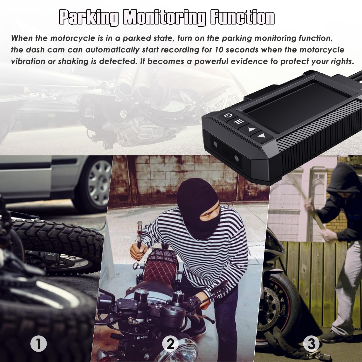 ydi Motorbike Dash Cam, New Upgraded Motorcycle Waterproof Camera 3'' LCD Front and Rear Camera FHD 1080P Wide Angle 150° with Built-in GPS, Wi-Fi, Wired Control, Max up to 256GB