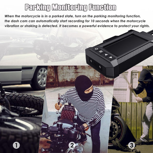 ydi Motorbike Dash Cam, New Upgraded Motorcycle Waterproof Camera 3'' LCD Front and Rear Camera FHD 1080P Wide Angle 150° with Built-in GPS, Wi-Fi, Wired Control, Max up to 256GB