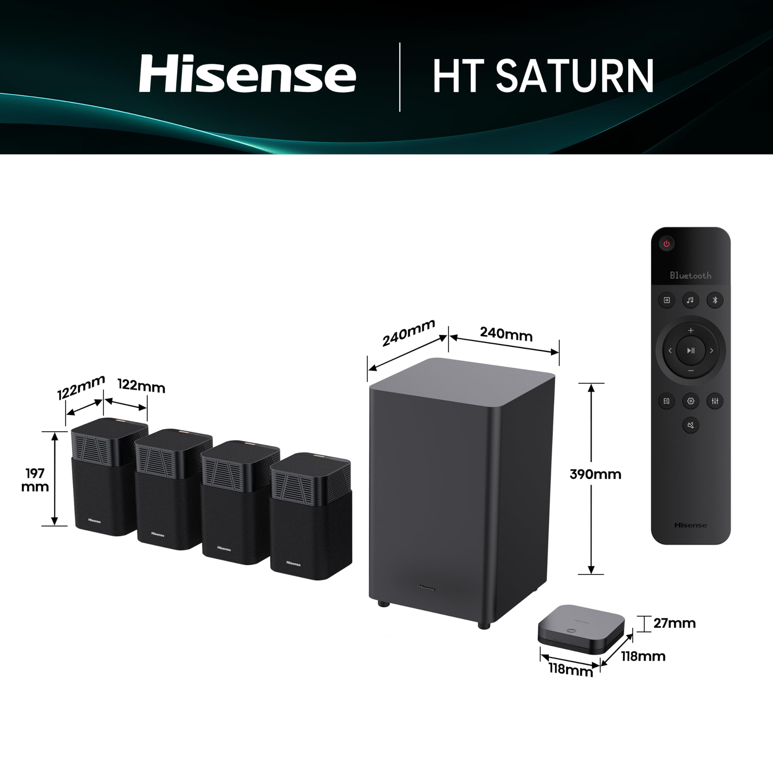 Hisense AX5125H 5.1.2 Channel 500W Dolby Atmos Soundbar with Wireless Subwoofer& Up Firing Speakers& Turly Wireless Rear Speakers
