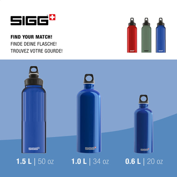 Sigg - Aluminum Water Bottle - Traveller - Climate Neutral Certified - Suitable For Carbonated Beverages - Leakproof & Lightweight - BPA Free - 0.6L / 1L/ 1.5L