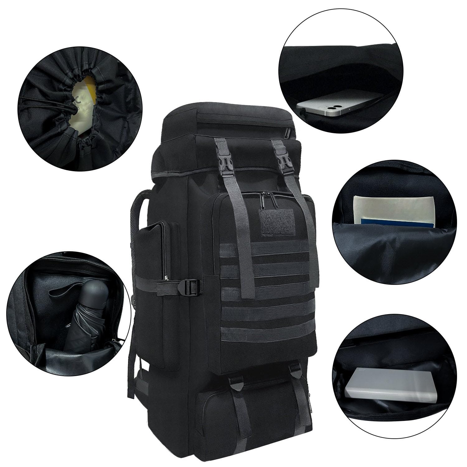 Wesoke 80L 100 liters Camping Hiking Backpack for Men, Extra Large Survival Hunting Backpack, Waterproof Big Molle Military Tactical Rucksack, Oversized Outdoor Sport Travel Daypack