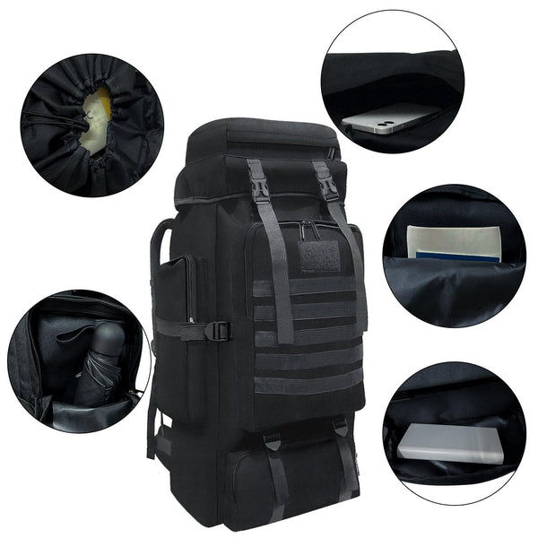 Wesoke 80L 100 liters Camping Hiking Backpack for Men, Extra Large Survival Hunting Backpack, Waterproof Big Molle Military Tactical Rucksack, Oversized Outdoor Sport Travel Daypack