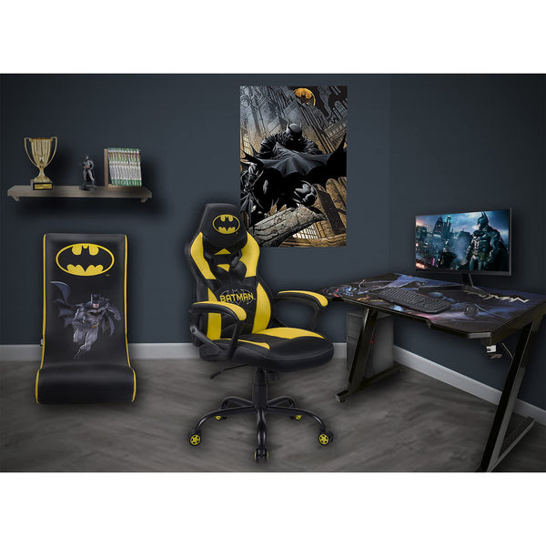 Subsonic Joker - Gaming chair or office chair, adult gamer chair, comfortable seat, integrated headrest, adjustable armrests and height, ergonomic backrest - Black
