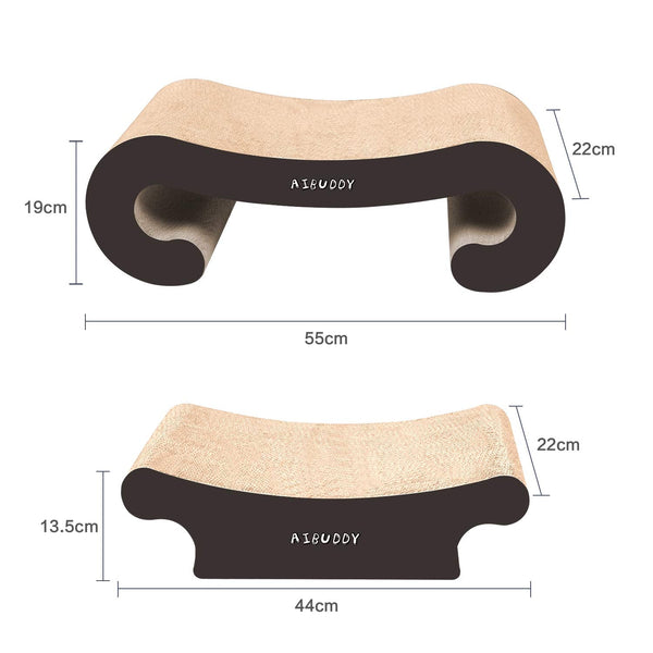 Aibuddy Cat Scratcher, 2 in 1 Cat Scratching Pad Post Bed Lounge with Catnip, Durable Cardboard & Construction (55 x 22 x 19 cm ?44 x 22 x 13.5cm)