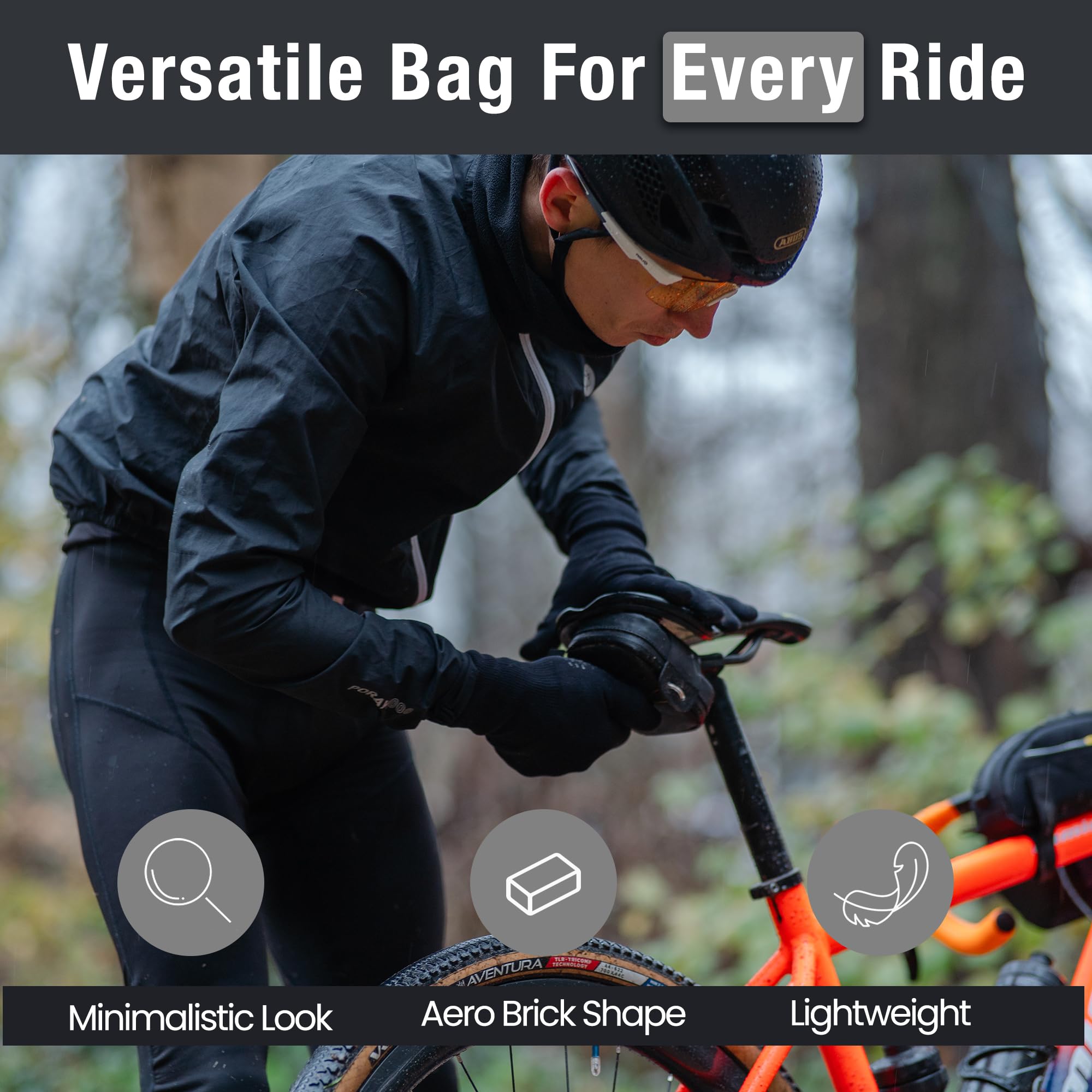 Lumiere & Co. Falcon Magnetic Bike Saddle Bag – 0.69L | 6" x 3.5" x 2" | Sleek Minimalist Brick Design, Fast Magnetic Buckle Attachment | Road Cycling–Specific Bike Seat Bag (Black, Large)