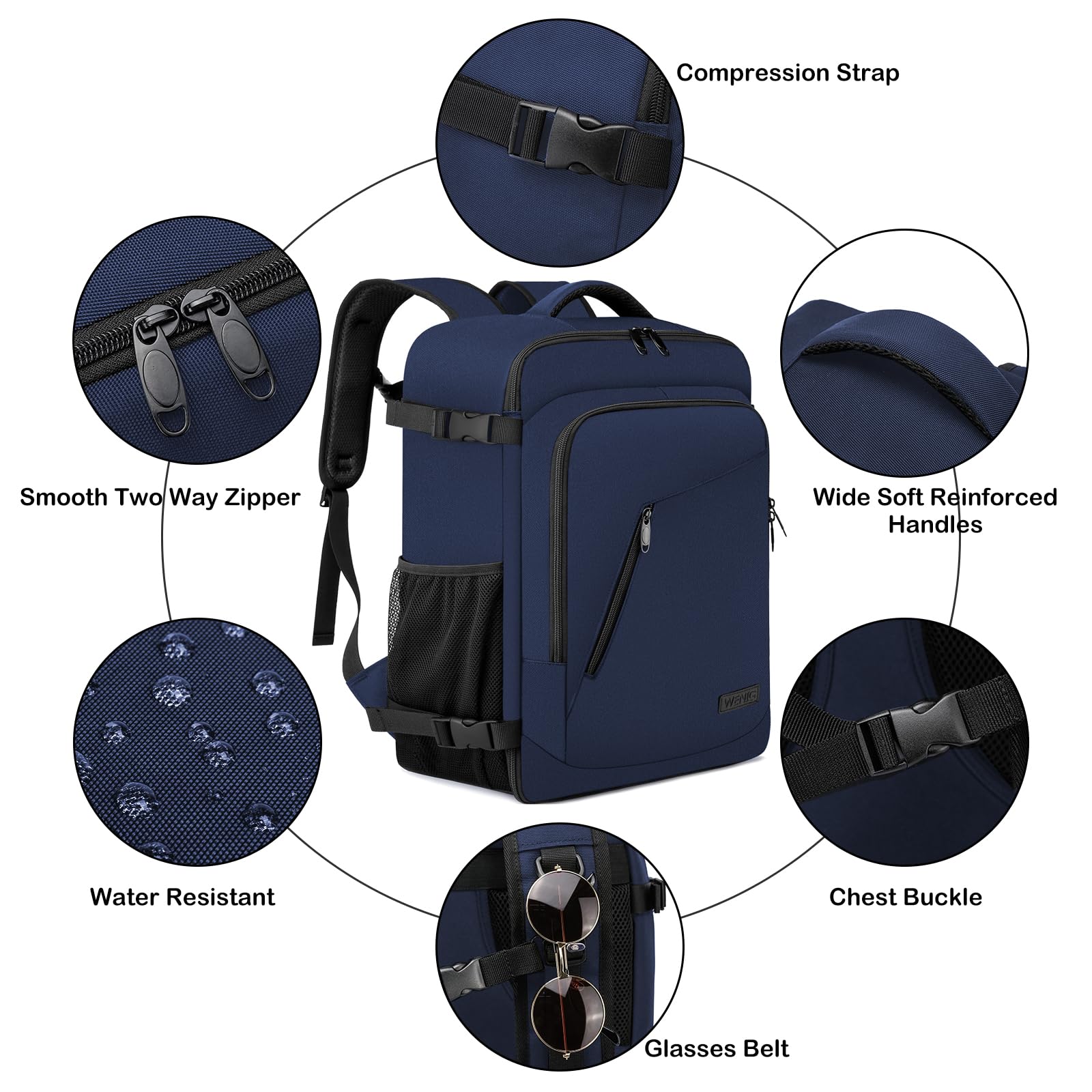 Cabin Bags 40x20x25 for Ryanair Underseat 20L Small Travel Hand Luggage Backpack Carry-ons Bag Cabin Size for Airplanes Flight Bag Travel Rucksack Fit 14 Inch Laptop with USB Charging Port-Black