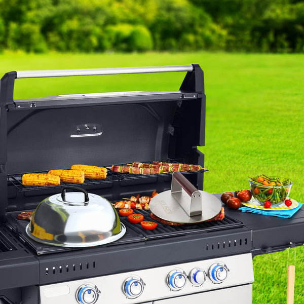 HULISEN 8.5-Inch Burger Press, 2.5 lbs Heavy Duty Bacon & Grill Press, Stainless Steel Smashed Burger Press, Round Smasher with Wood Handle, BBQ Griddle Accessories for Hamburger, Steak, Meat…