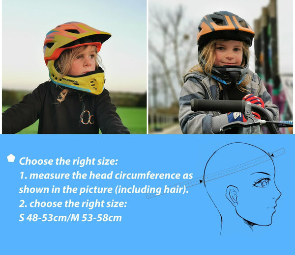 ROCKBROS Kids Full Face Bike Helmet Kids Helmet Toddler Bike Helmets Full Face Protective Safety Helmet for MTB Skateboarding Scooter Roller Skating
