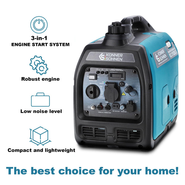 Könner & Söhnen KS 3100iG S portable LPG/petrol inverter generator 3100 W,UK Plug Socket 1x13 A (230 V), 2 USB ports,copper winding,silent inverter generator,dual fuel generator