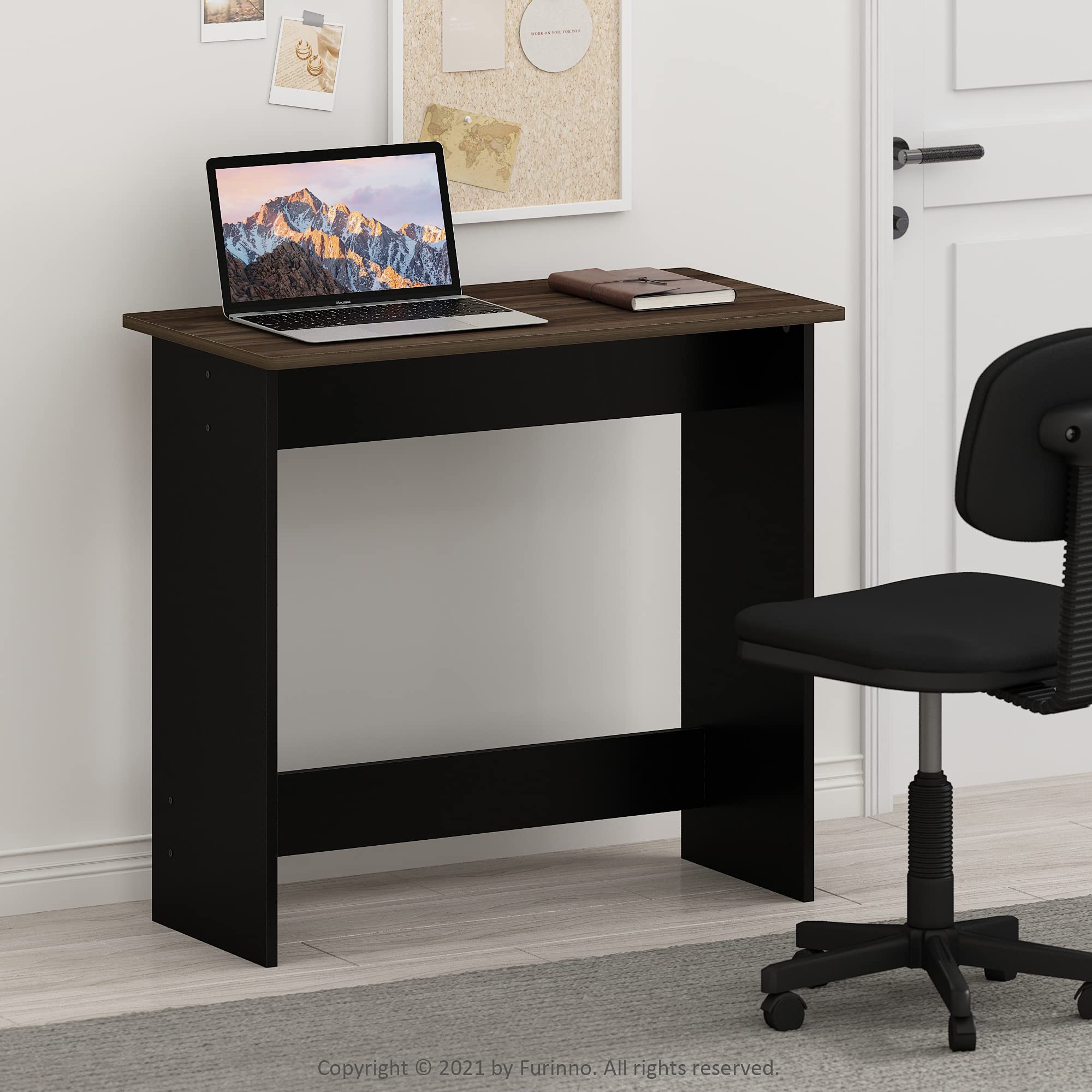 Furinno Simplistic Computer Desk, Study Desk, Writing Desk, Columbia Walnut/Black, 80 (W) x 75.7 (H) x 39.4 (D) cm