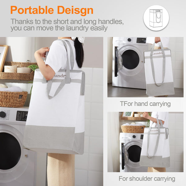 ROSOS Collapsible Foldable Hamper - Extended Double Handle, 80 L Laundry Basket for Bedroom Bathroom Dorm Storage - 1 Pack, Black