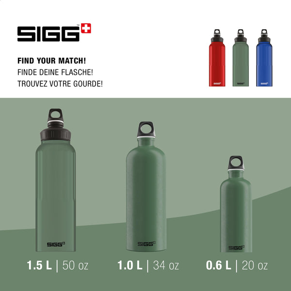 Sigg - Aluminum Water Bottle - Traveller - Climate Neutral Certified - Suitable For Carbonated Beverages - Leakproof & Lightweight - BPA Free - 0.6L / 1L/ 1.5L