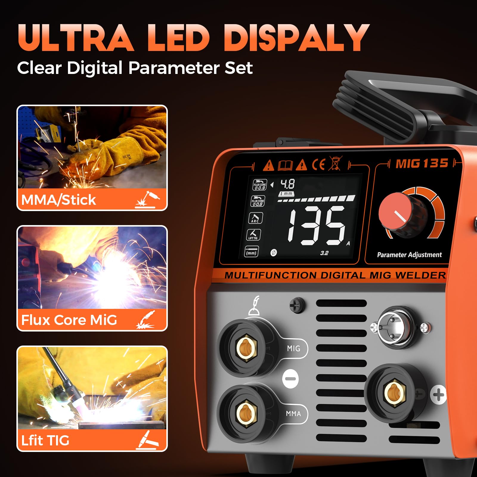 FEIFANKE MIG Welders 240V 250A 6 in 1 Without Gas MIG/Gas MIG/MMA/Lift TIG/Spot Welding/Single Pulse MIG Welding Machine IGBT Inverter Gasless MIG Welders with Fast Wire Feed Gas Test