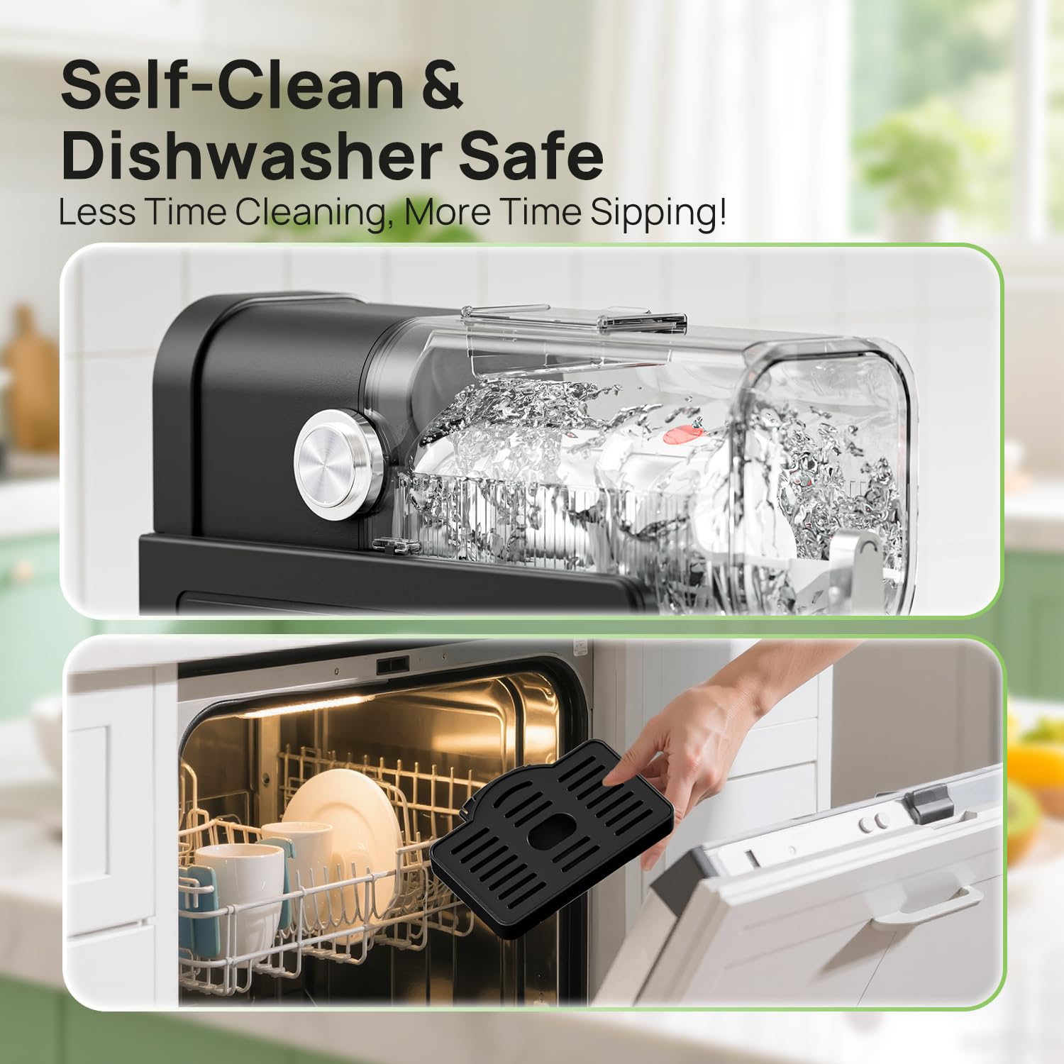 CHIVALZ Slush Machine, Frozen Drink Machine, No Ice Needed, 12H Pre-Scheduling, LED Display, Self-Cleaning, Makes Slushies, Milkshakes, Frappés & Cocktail, AD03, Black, 6 Preset Programs +1 Pack