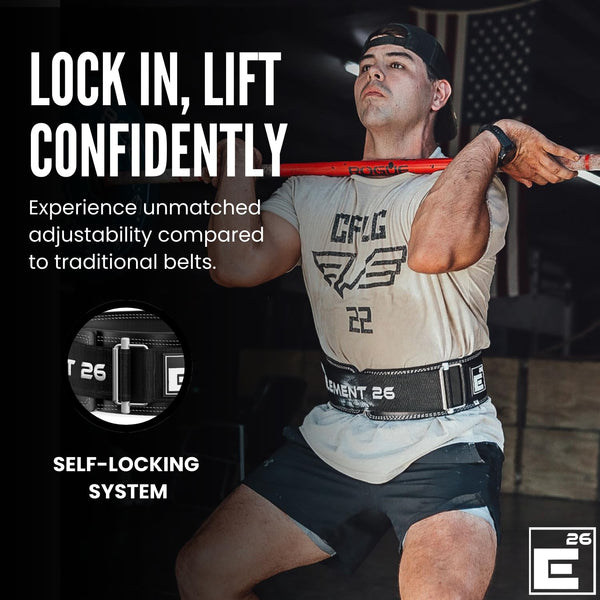 Element 26 Leather Weightlifting Belt for Men & Women - Self locking Adjustable Leather Lifting Belt for Powerlifting, Olympic lifting & Functional
