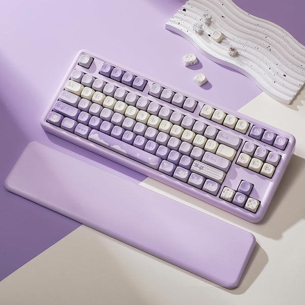 YUNZII B87 Wireless Mechanical Keyboard,QMK/VIA Software Custom Gaming,Gasket RGB Keyboard with Cute MOA Keycaps,Wrist Rest,BT5.0/2.4G/USB-C NKRO for Win/Mac (butter, milk v2 linear)