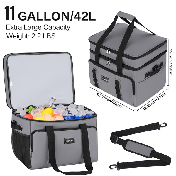 Hulongo Cool Bag Insulated Cooler Bag Waterproof Picnic Double Thermal Bag For Camping, Travel, Grocery Shopping & Fishing, 42L