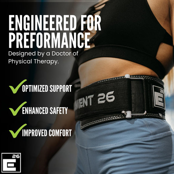 Element 26 Leather Weightlifting Belt for Men & Women - Self locking Adjustable Leather Lifting Belt for Powerlifting, Olympic lifting & Functional