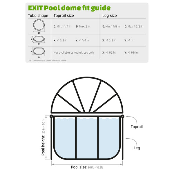 Pool Dome 10 ft - For Intex/Bestway Pools - Keeps Water Warm and Clean - Protects Against Wind and Debris - Excellent Customer Service - Universal Swimming Dome