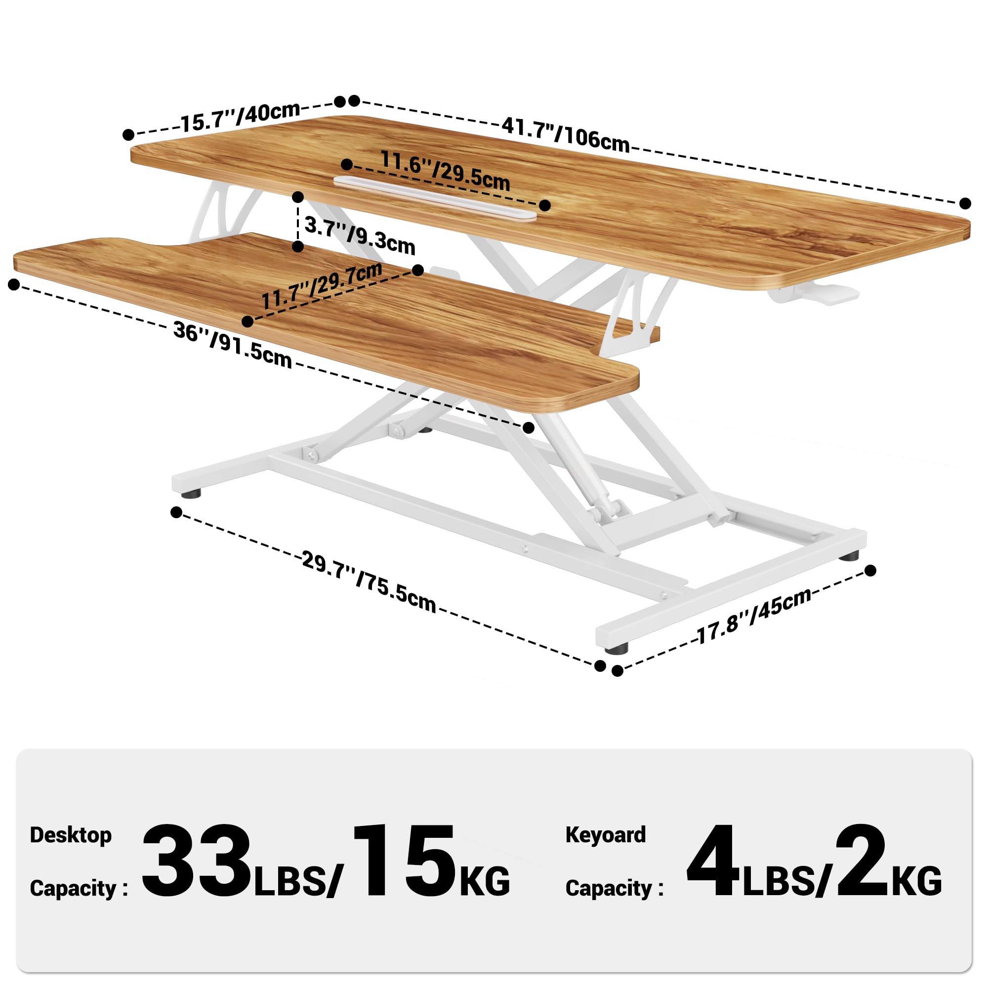 ERGOMAKER Standing Desk Converter, 36"/91cm Wide Height Adjustable Quick Sit to Stand Up Desk Riser for Dual Monitor