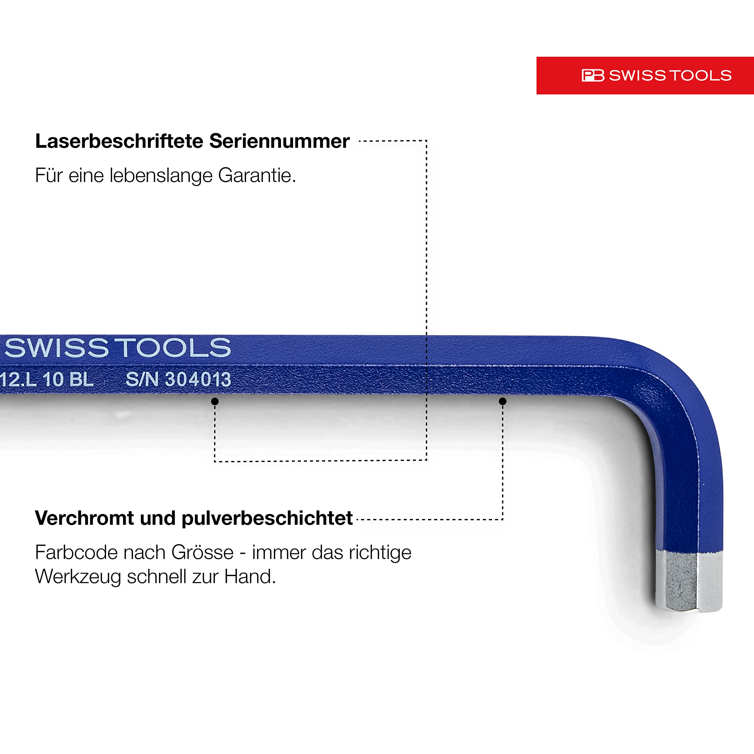PB SWISS TOOLS Allen HEX L Long Key Set with Spherical Head Colored Model Rainbow