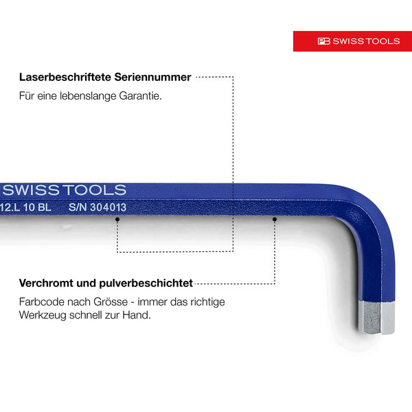 PB SWISS TOOLS Allen HEX L Long Key Set with Spherical Head Colored Model Rainbow