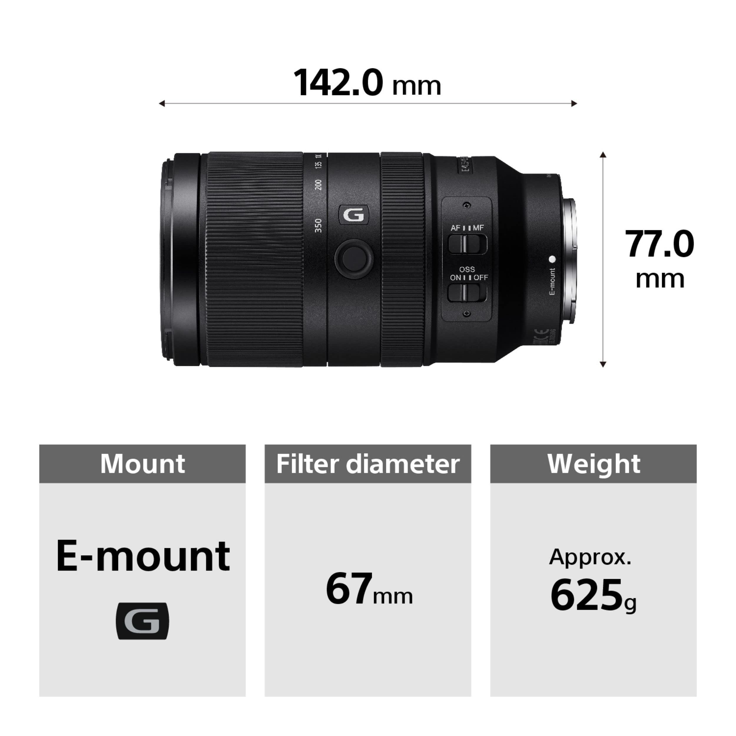 Sony E 70-350mm f/4.5-6.3 G OSS | APS-C, Zoom, Super Telephoto Lens (SEL70350G)