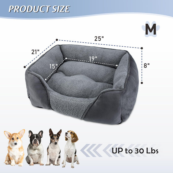 MIXJOY Large Dog Bed Washable, Grey Dog Bed Puppy Beds Orthopedic Pet Bed with Anti-Slip Bottom, Low Front Edge Dog Bed for Border Collie, Golden Retriever, French Bulldog, 76×61×23 cm