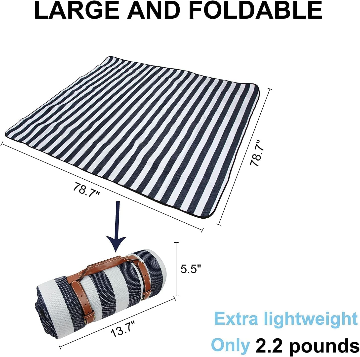 Goodsnetic Picnic Mat,79"x79"Oversized Picnic Blanket Waterproof Sandproof Beach Mat for 6-8 Adults, Large and Thick Gingham Picnic Blanket for Beach