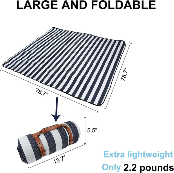 Goodsnetic Picnic Mat,79"x79"Oversized Picnic Blanket Waterproof Sandproof Beach Mat for 6-8 Adults, Large and Thick Gingham Picnic Blanket for Beach