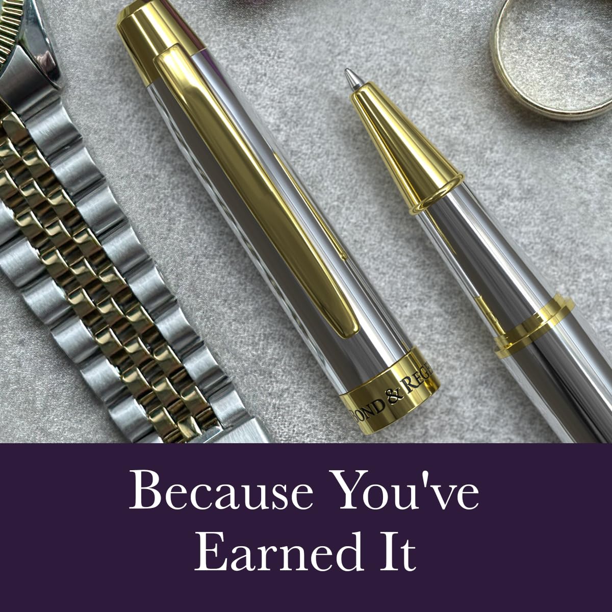 Bond & Regent Gloss Black & 24 Karat Gold - Certified Luxury Grade Rollerball Pen | Nice Gift for Men & Women